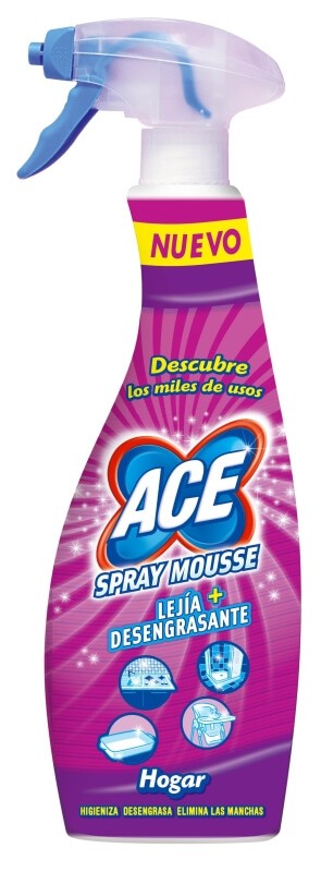 ACE Spray Mousse Lejía + Desengrasante 700 ml - Potencia y Limpieza en Cada Aplicación