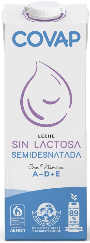 Covap Leche Sin Lactosa Semidesnatada Pk 6 x 1 L