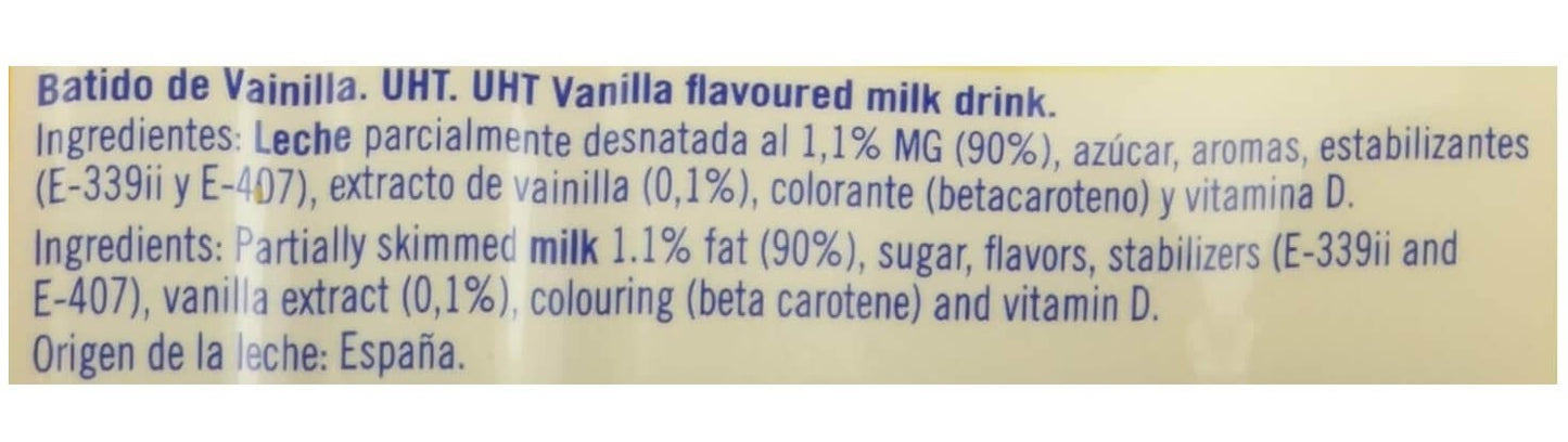 Puleva Batido de Vainilla Pack 6x1L – Sabor Auténtico con 90% Leche y 40% Menos Azúcar