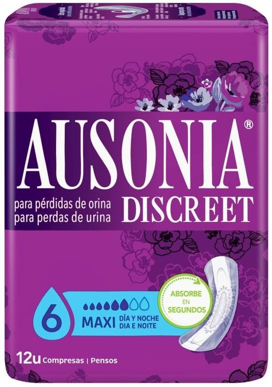 Ausonia Compresas Discreet Maxi Día y Noche 12 Und