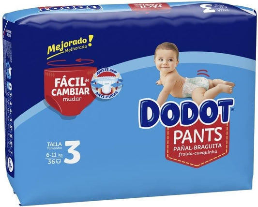 Dodot Pants Pañales Braguita Talla 3 (6-11 kg) 36U – Ajuste 360º, Fácil de Cambiar y Protección Antifugas