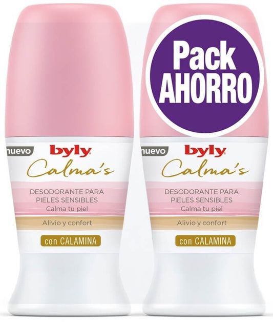 Byly Calma’s Desodorante Roll-On Pieles Sensibles Pack 2 x 50 ml – Alivio, Confort y Protección con Calamina