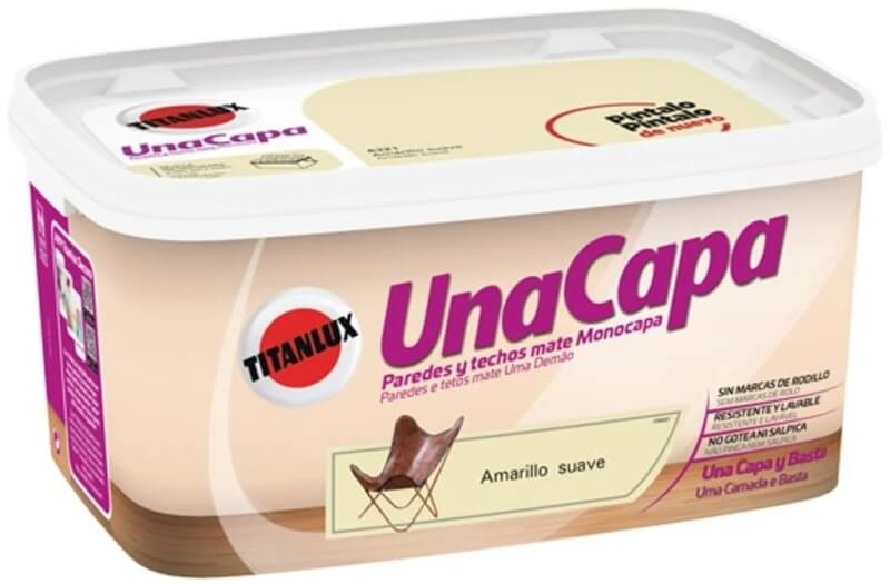 Titanlux Una Capa Paredes y Techos Mate Monocapa Amarillo Suave 4 L
