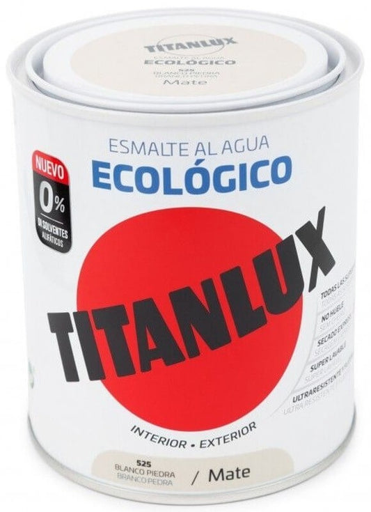 Titanlux Esmalte Al Agua Ecológico Int y Ext 525 Blanco Piedra Mate 250