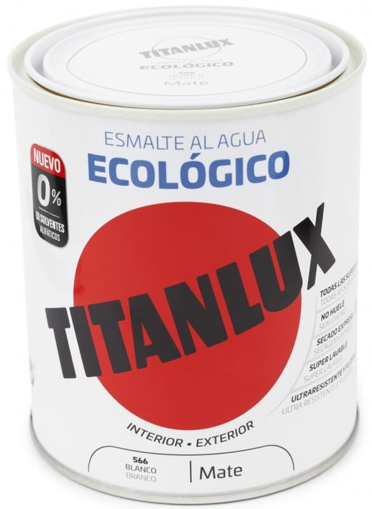 Titanlux Esmalte Al Agua Ecológico Int y Ext 566 Blanco Mate 750