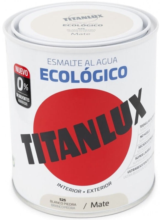 Titanlux Esmalte Al Agua Ecológico Int y Ext 525 Blanco Piedra Mate