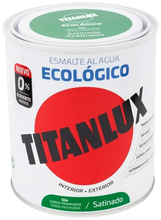 Titanlux Esmalte Al Agua Ecológico Int y Ext 516 Verde Primavera Satinado 750
