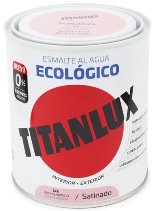 Titanlux Esmalte Al Agua Ecológico Int y Ext 526 Rosa Flamingo Satinado 750