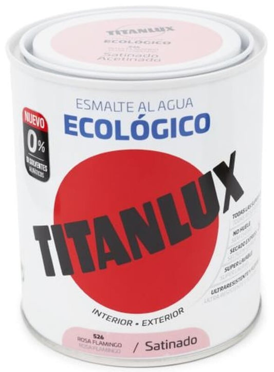 Titanlux Esmalte Al Agua Ecológico Int y Ext 526 Rosa Flamingo Satinado 750