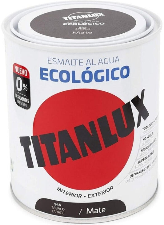Titanlux Esmalte Al Agua Ecológico Int y Ext 544 Tabaco Mate 250