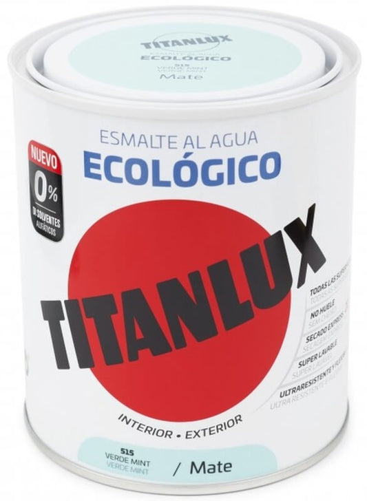 Titanlux Esmalte Al Agua Ecológico Int y Ext Verde Mint 515 Mate 750
