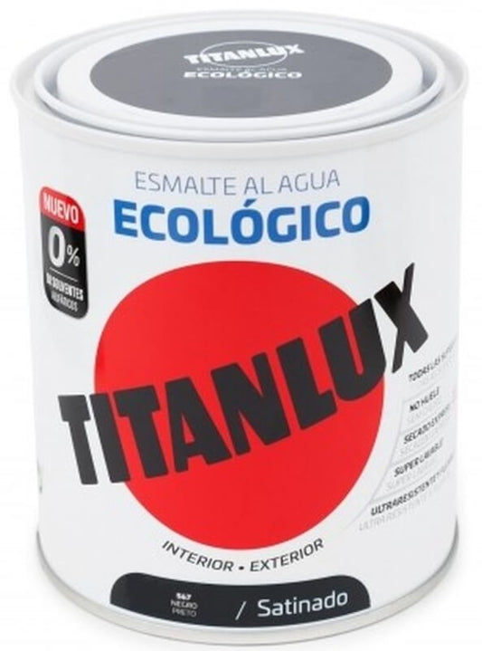 Titanlux Esmalte Al Agua Int y Ext 547 Negro Satinado 250