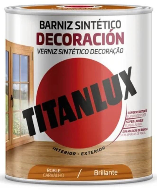 Titanlux Barniz Sintético Decoración Roble Carvalho Int y Ext Brillante 750