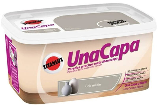 Titanlux Unacapa Gris Medio Paredes y Techos 4 L