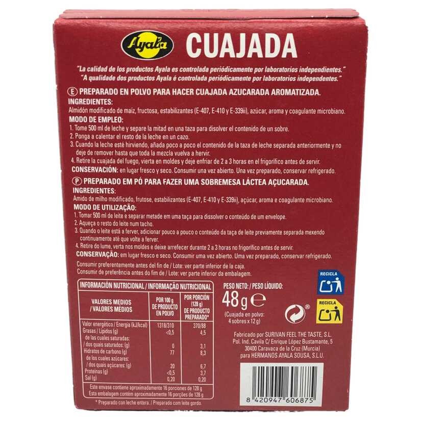 Ayala Cuajada 48 g – 16 Raciones Sin Gluten y Fácil de Preparar