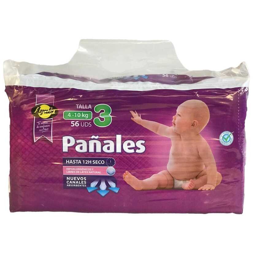 Ayala Pañales Talla 3 (4-10 kg) 56 Unidades – Máxima Protección y Comodidad para tu Bebé