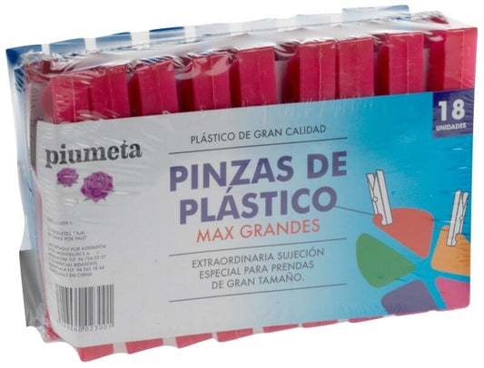 Piumeta Pinzas de Plástico Max Grandes 18U
