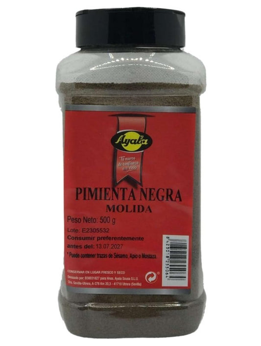 Ayala Pimienta Negra Molida 500 g - Sabor Intenso y Práctico para Cocina Doméstica y Profesional