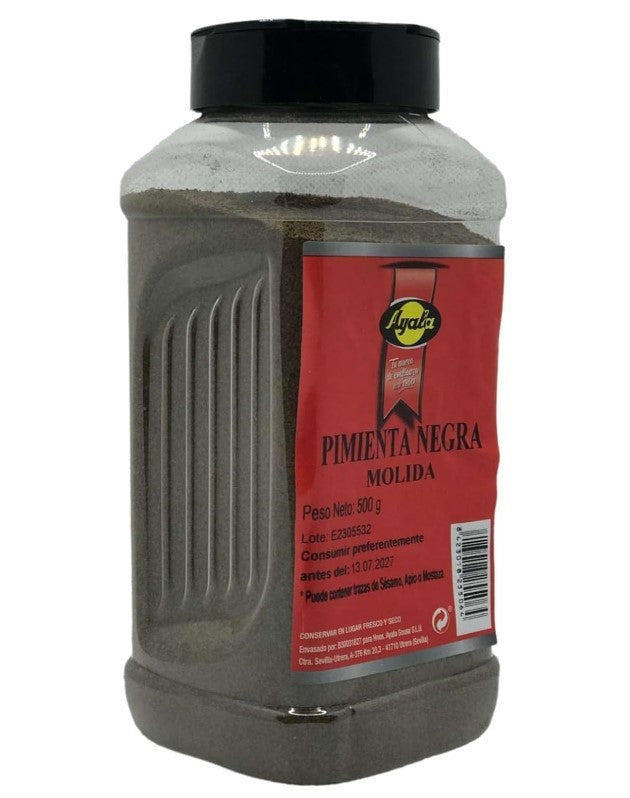 Ayala Pimienta Negra Molida 500 g - Sabor Intenso y Práctico para Cocina Doméstica y Profesional