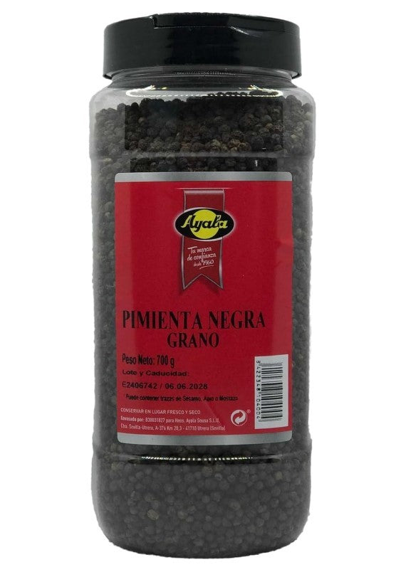 Ayala Pimienta Negra en Grano 700 g - Aroma y Sabor Intenso para tus Platos