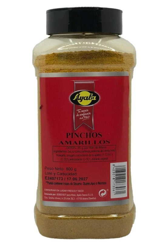 Ayala Pinchos Amarillos 800 g - Sazonador Profesional para Auténtico Sabor en tus Pinchos y Marinados
