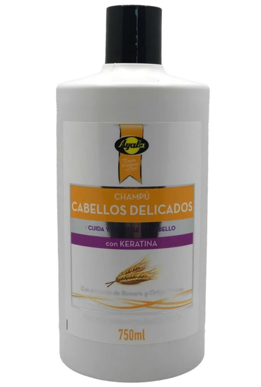 Ayala Champú Cabellos Delicados con Keratina 750 ml - Cuidado Suave y Protección Total