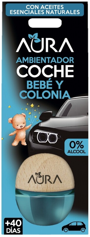 Aura Ambientador para Coche Bebé y Colonia 5 ml - Frescura Natural y Duradera para tus Viajes