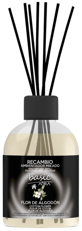 Aura Recambio Ambientador Mikado Flor de Algodón 500 ml – Aroma Fresco y Duradero para Tu Hogar
