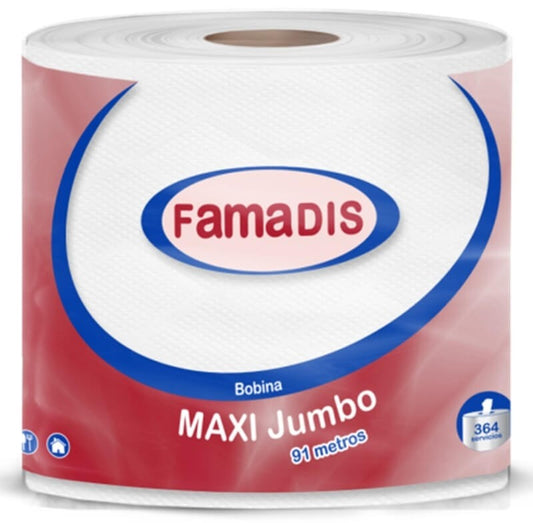 Famadis Bobina Maxi Jumbo Papel de Cocina Pack 6 – 91 Metros por Rollo para Máxima Absorción y Durabilidad