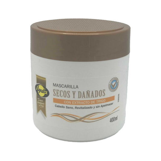 Ayala Mascarilla Secos y Dañados con Extracto de Trigo 400 ml – Cabello Revitalizado, Sano y sin Apelmazar