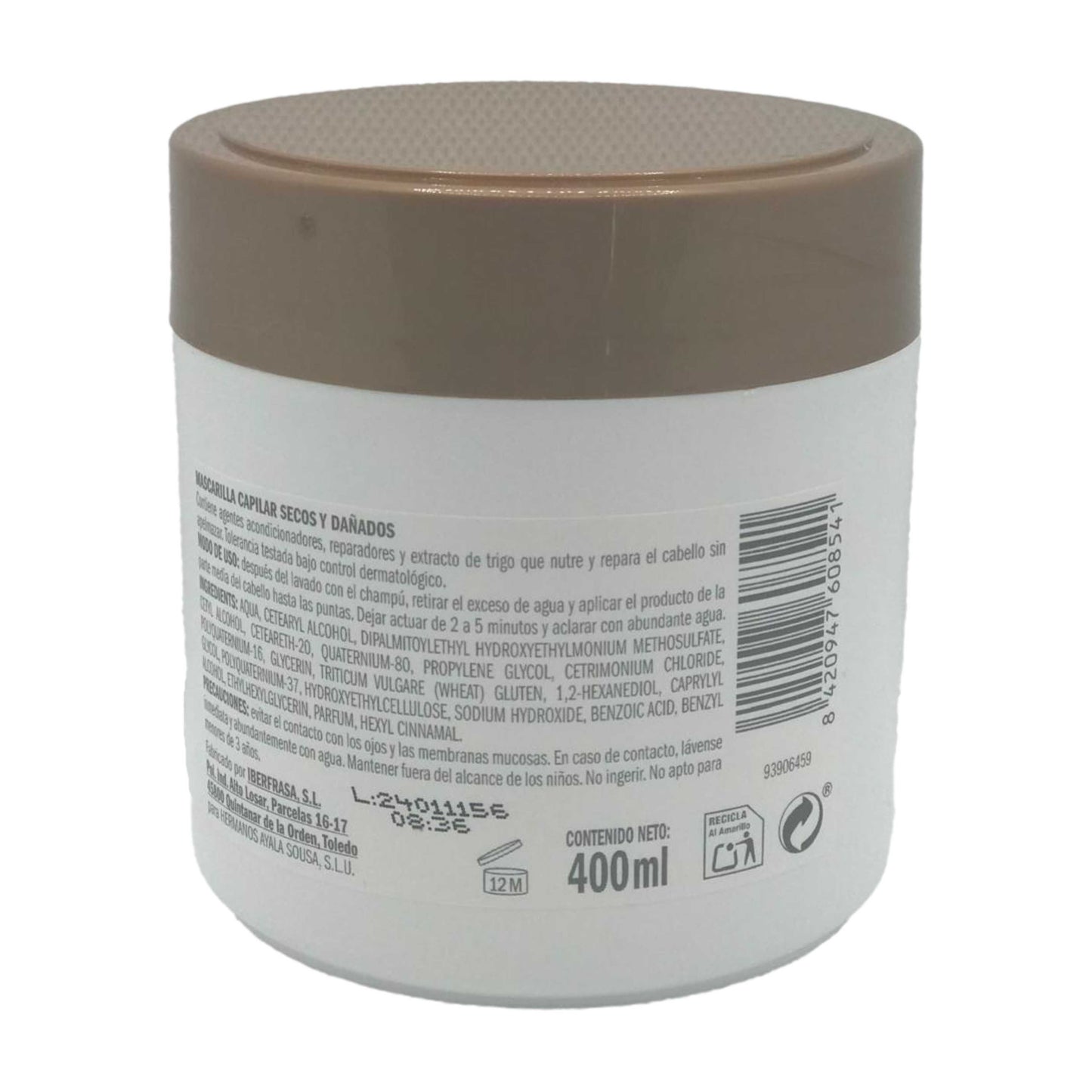 Ayala Mascarilla Secos y Dañados con Extracto de Trigo 400 ml – Cabello Revitalizado, Sano y sin Apelmazar