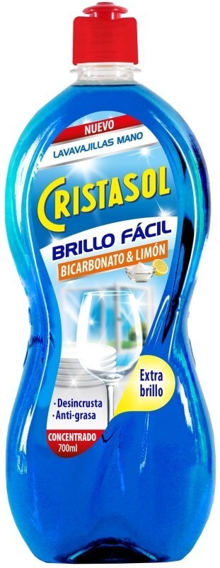 Cristasol Lavavajillas a Mano Bicarbonato & Limón 700 ml – Limpieza Profunda y Brillo