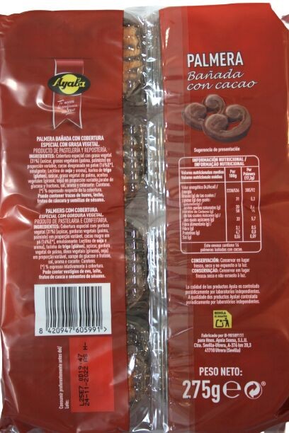 Ayala Palmera Bañada con Cacao 16U 275G