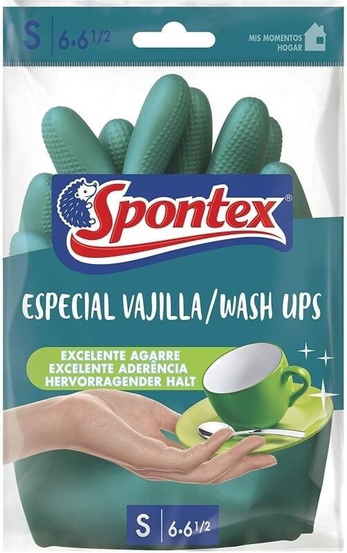 Spontex Guantes Especial Vajilla Talla S 6-6½ - Máxima Protección y Agarre para tu Hogar