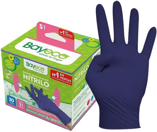 Bayeco Guantes de Nitrilo Desechables Azul Talla S 30U - Protección y Comodidad sin Látex