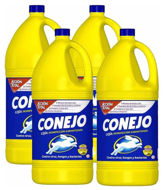 Conejo Lejía Azul 4L - Pack de 4 Botellas - Limpieza y Desinfección de Confianza