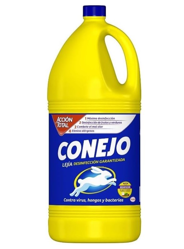 Conejo Lejía Azul 4L - Pack de 4 Botellas - Limpieza y Desinfección de Confianza