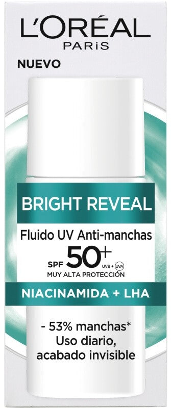L'oréal Bright Reveal Fluido UV Anti Manchas SPF 50 Niacinamida + Lha 50Ml