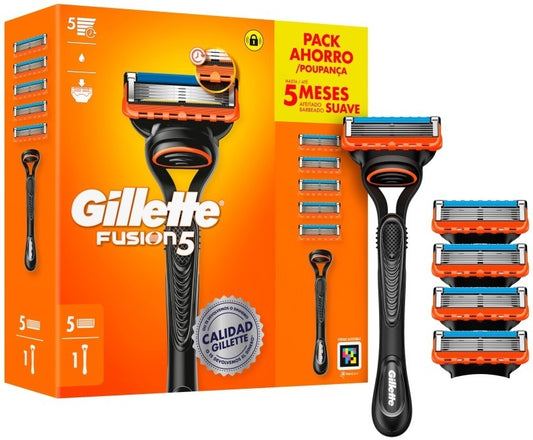 Gillette Fusion5 Pack Ahorro 1 Mango + 5 Recambios – Máxima Precisión y Comodidad para Tu Afeitado