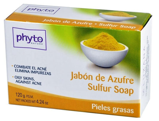 Phyto Nature Jabón de Azufre 120 g – Combate el Acné y Elimina Impurezas