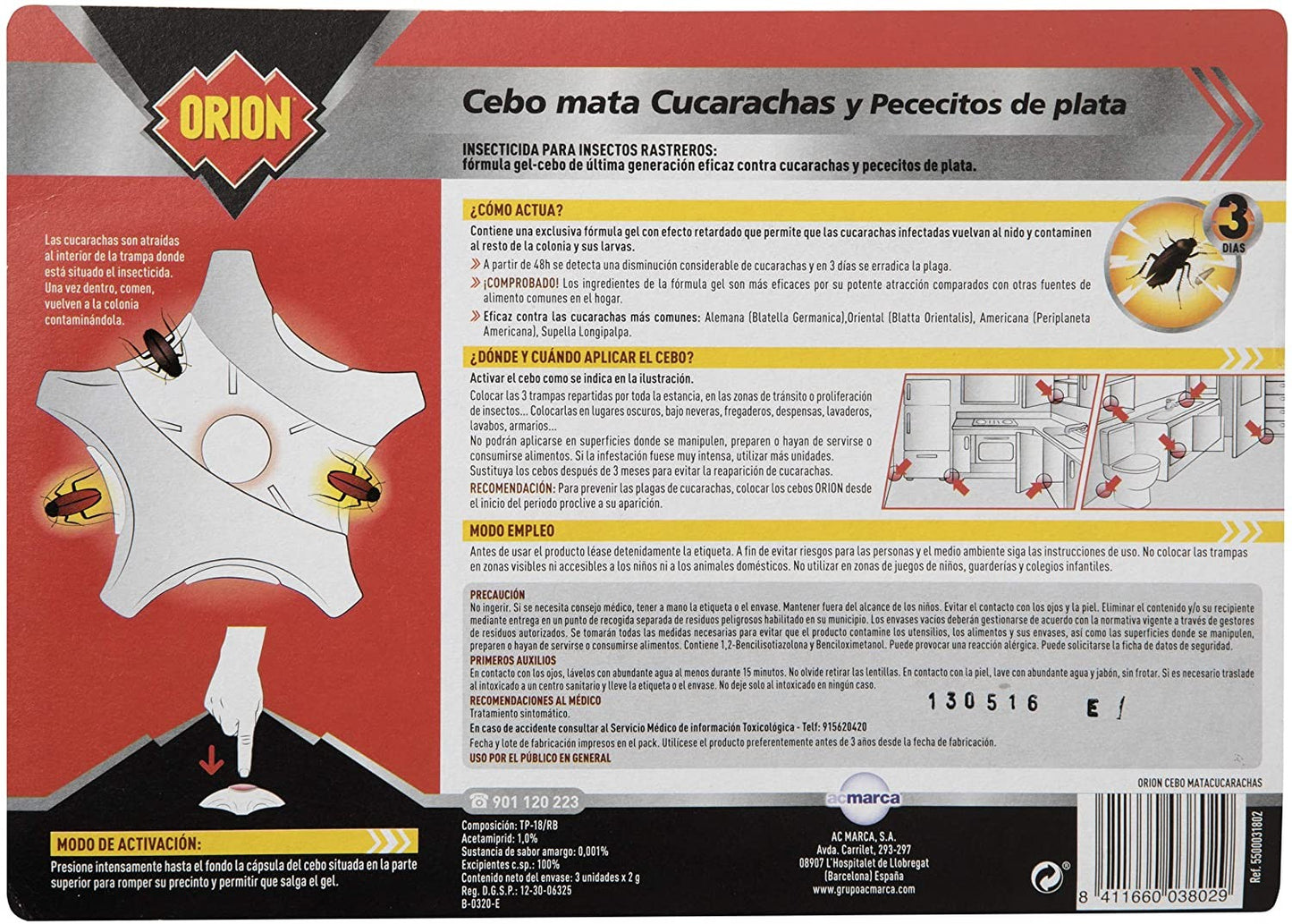 Orion Cebo en Gel Matacucarachas 3 uds