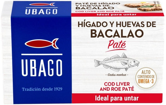 Ubago Hígado y Huevas de Bacalao Paté RR-125 - Exquisito Paté Marino con Sabor Tradicional