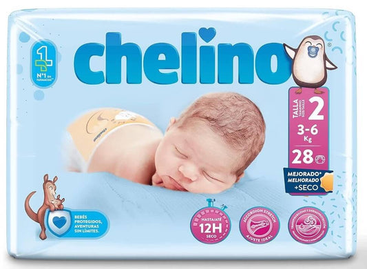 Chelino Pañales Infantiles Talla 2 (3-6 kg) Pack 168 Pañales – Protección y Comodidad para los Primeros Meses