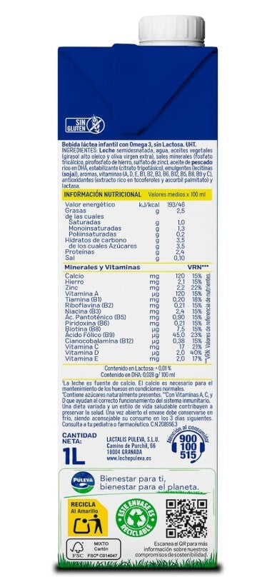 Puleva Max Crecimiento + Desarrollo 6x1L – Leche de Crecimiento para Niños +3 Años