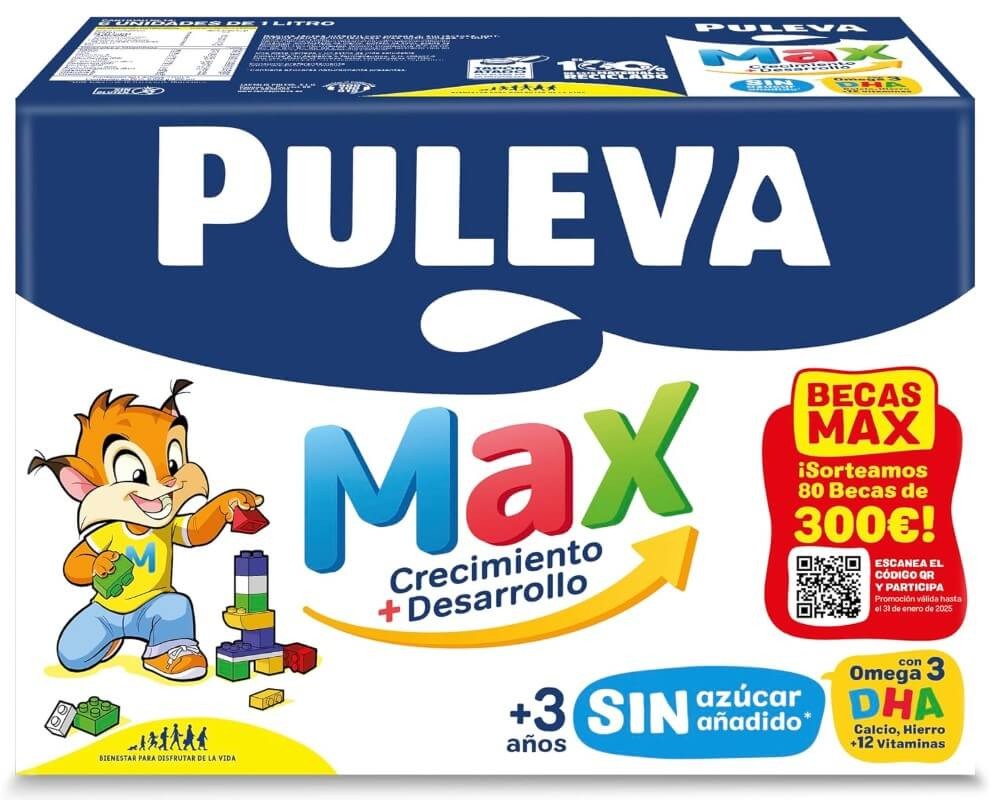 Puleva Max Crecimiento + Desarrollo 6x1L – Leche de Crecimiento para Niños +3 Años