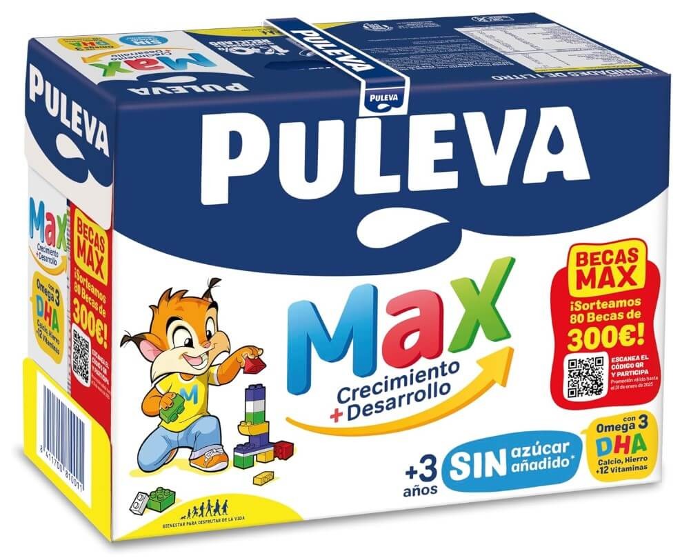 Puleva Max Crecimiento + Desarrollo 6x1L – Leche de Crecimiento para Niños +3 Años