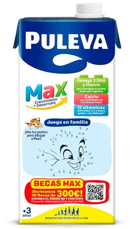 Puleva Max Crecimiento + Desarrollo 6x1L – Leche de Crecimiento para Niños +3 Años