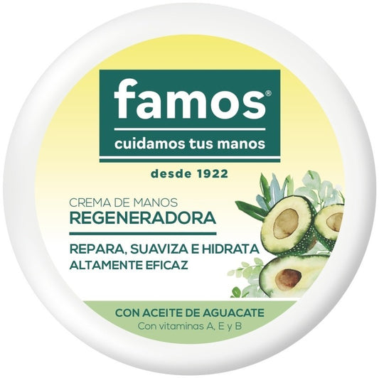 Famos Crema de Manos Regeneradora 250 ml – Reparación y Hidratación con Aceite de Aguacate