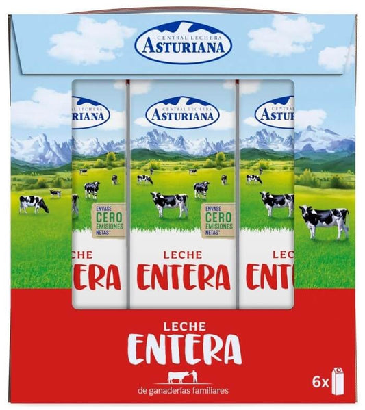 Central Lechera Asturiana Leche Entera Pack 6 x 1L – Sabor y Nutrición de Origen Natural