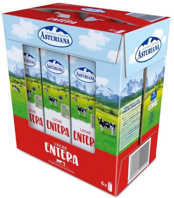 Central Lechera Asturiana Leche Entera Pack 6 x 1L – Sabor y Nutrición de Origen Natural